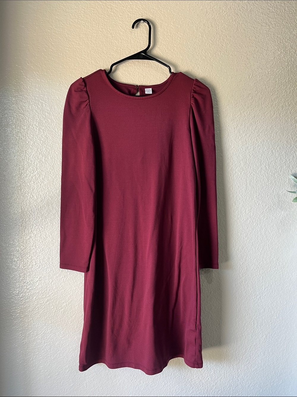 Old Navy Wine Long Sleeve Shift Midi Dress Sz S Boho Cottage core Office